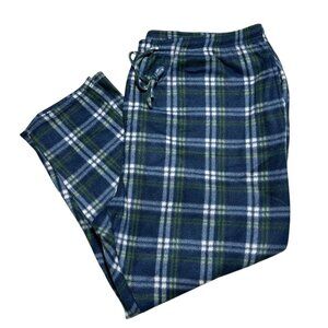 Real Essentials Mens Big & Tall 4XT Navy Blue Plaid Fleece Loungewear Pants NEW